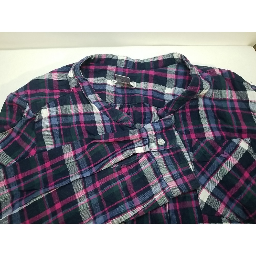 Hasting & Smith Flannel Plaid Shirt Womens 3X Long Sleeve Pink Navy Button Up